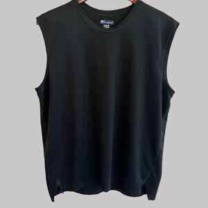 Champion Tank Top Mens Large Black Moisture Wicking Sleeveless Embroidered‎ logo